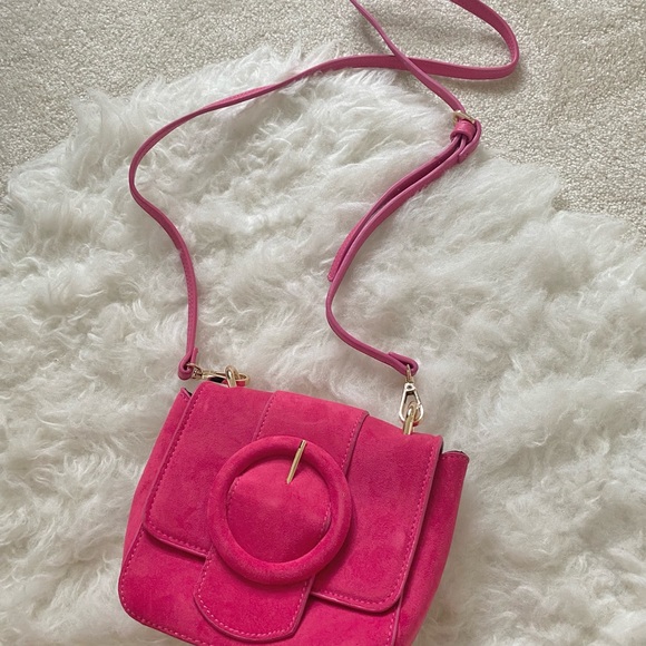Peta & Jain Hot Pink Suede Crossbody Bag - Picture 2 of 5